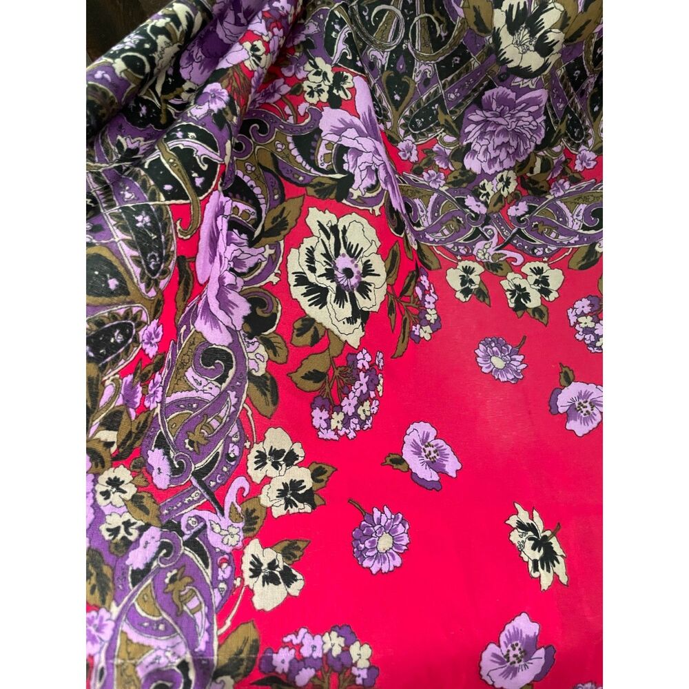 Vintage Floral Scarf  Paisley Square Scarf Boho Statement Wrap Retro 70s - Picture 3 of 4
